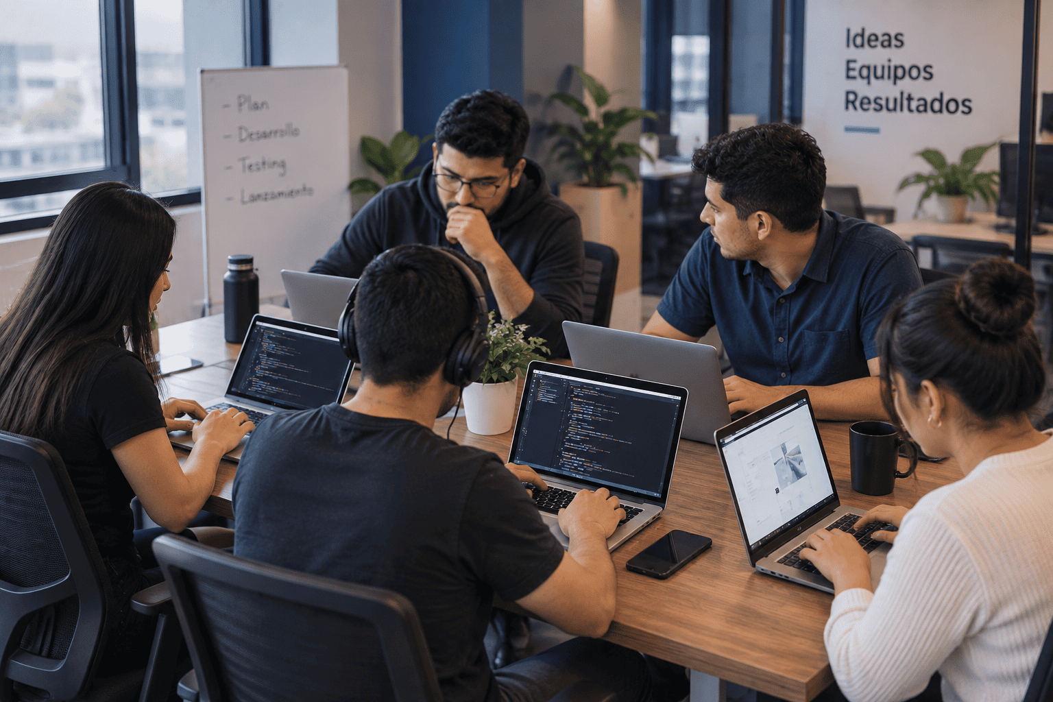 Equipo de trabajo en una oficina